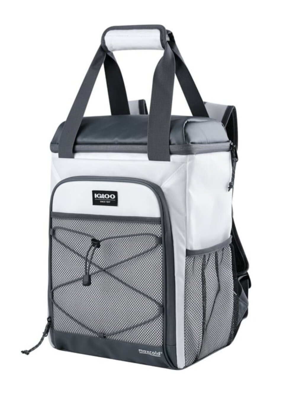 NWT Igloo Marine MaxCold 28 Can Backpack Cooler Soft Insulated White and Grey